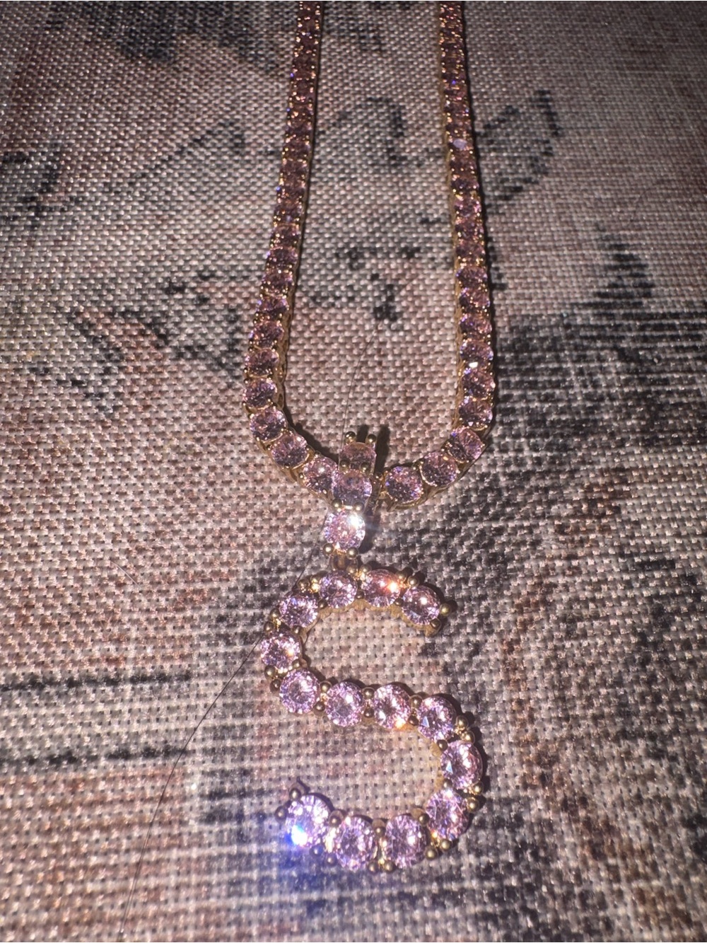 Gold-Tone Pink Crystal Initial S Pendant Necklace - Women Jewelry